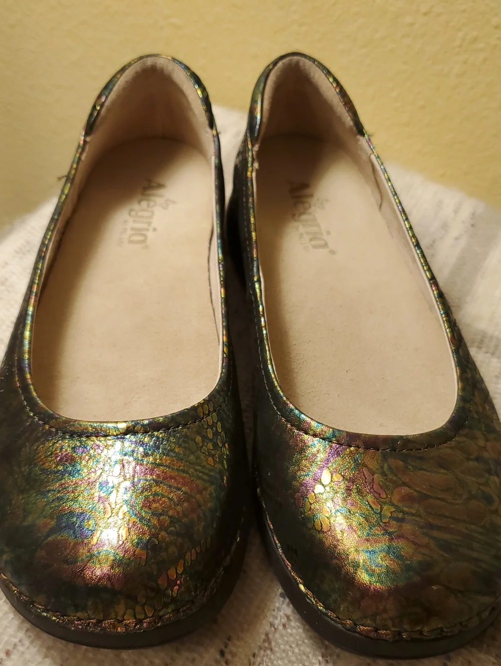 Alefria Women’s Iridescent Green Ballet Flats Sz 8 Perfect Condition